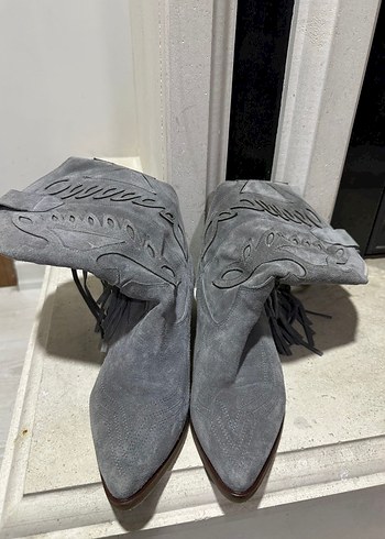 Gri  Püsküllü Bohem  Kadın Bot - Görsel 2