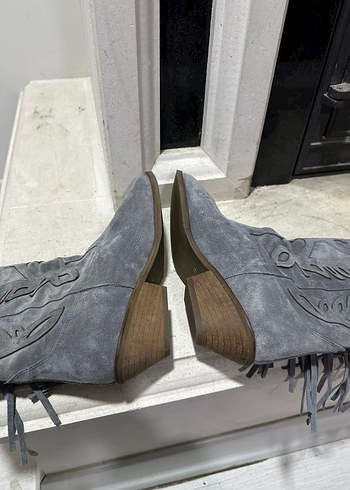 Gri  Püsküllü Bohem  Kadın Bot - Görsel 6