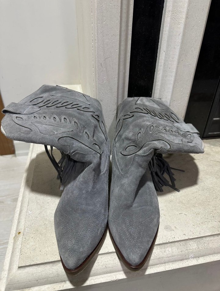 Gri  Püsküllü Bohem  Kadın Bot - Görsel 2
