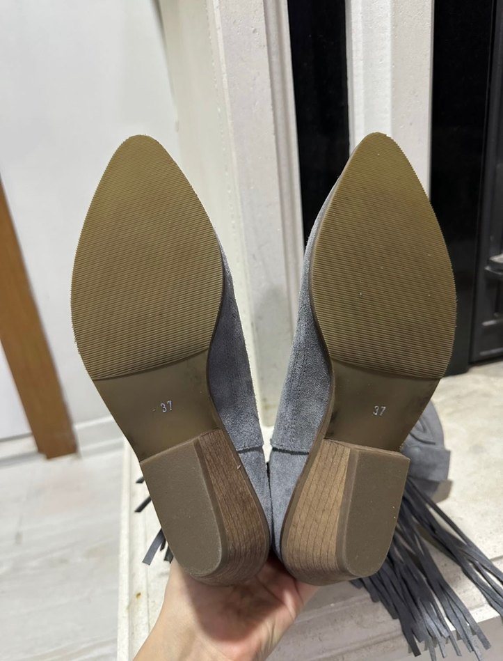 Gri  Püsküllü Bohem  Kadın Bot - Görsel 4