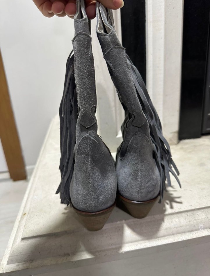 Gri  Püsküllü Bohem  Kadın Bot - Görsel 3