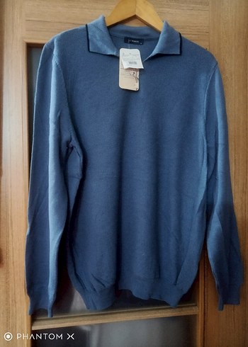 Uzun Kollu Gri Örgü Polo Tişört - Görsel 4