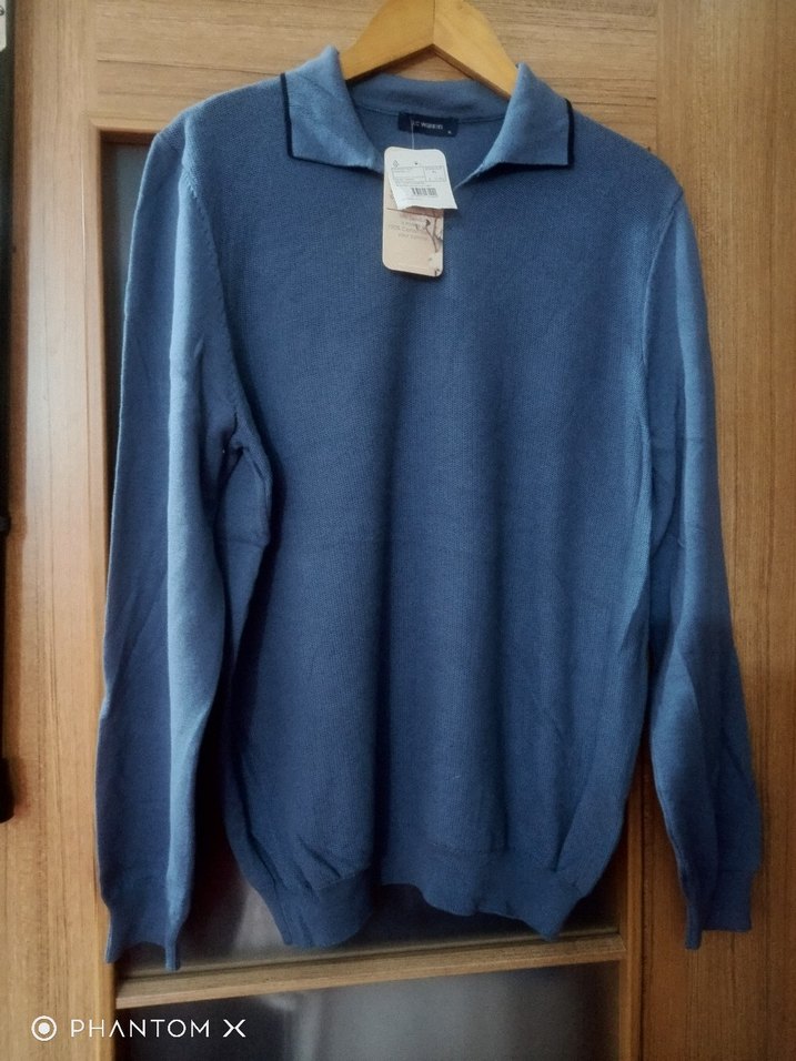 Uzun Kollu Gri Örgü Polo Tişört - Görsel 4