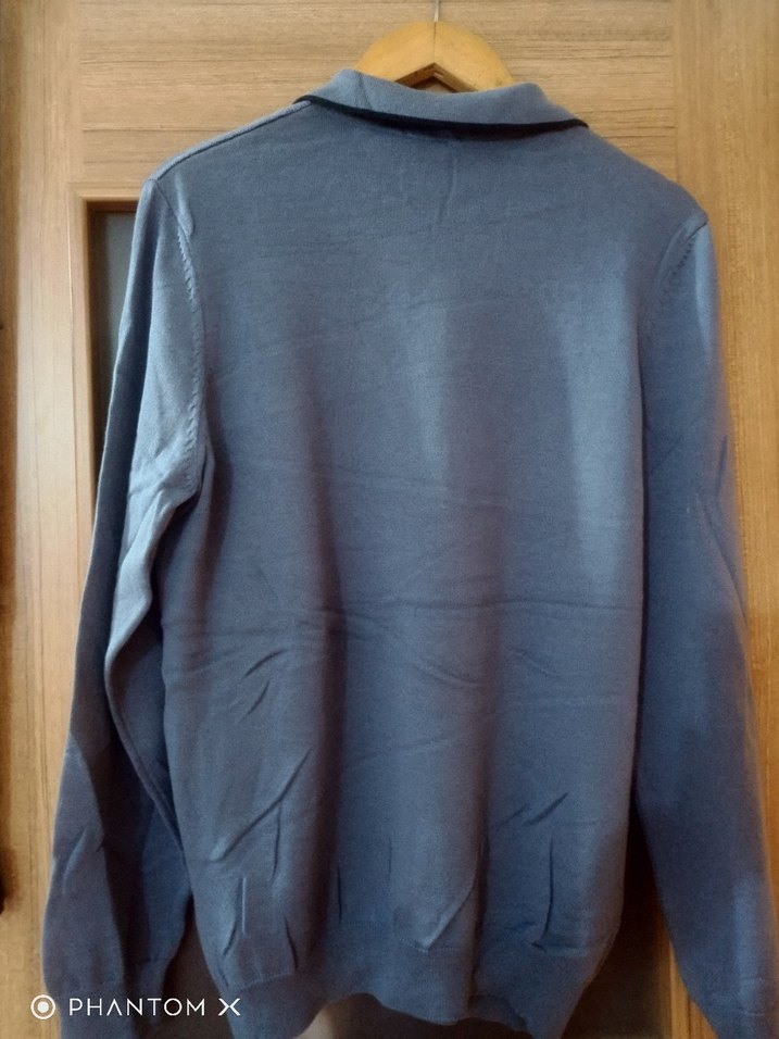 Uzun Kollu Gri Örgü Polo Tişört - Görsel 3