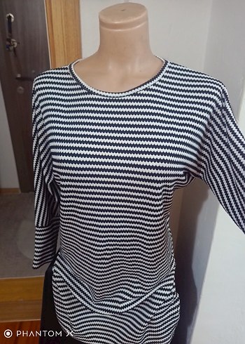 Gri Çizgili Uzun Kollu tunik,elbise - Görsel 4