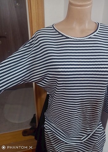 Gri Çizgili Uzun Kollu tunik,elbise - Görsel 3