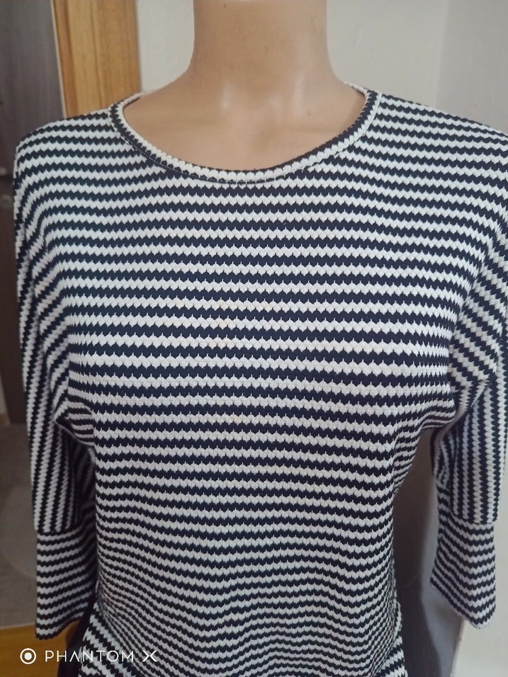 Gri Çizgili Uzun Kollu tunik,elbise - Görsel 2