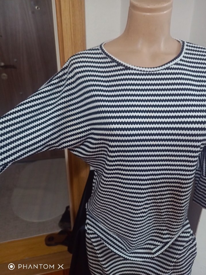 Gri Çizgili Uzun Kollu tunik,elbise - Görsel 3