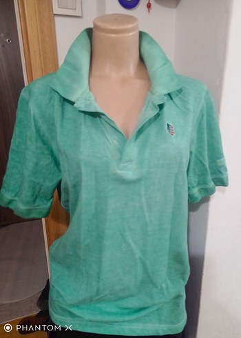 Yeşil Pamuklu bayan Polo Tişört - Görsel 3