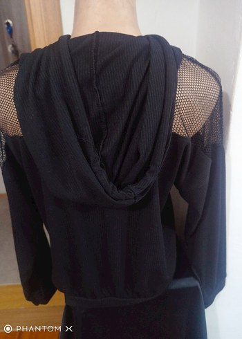 Siyah Dantel Detaylı Kadın Sweatshirt - Görsel 4