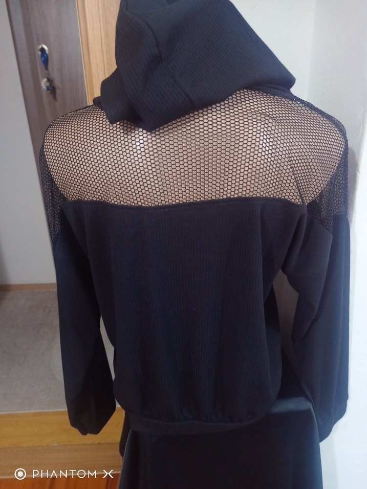 Siyah Dantel Detaylı Kadın Sweatshirt - Görsel 5