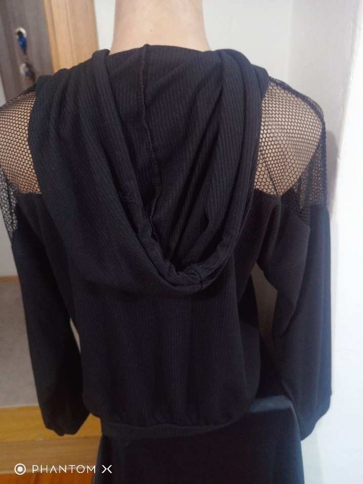 Siyah Dantel Detaylı Kadın Sweatshirt - Görsel 4