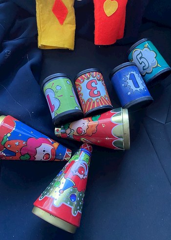 Renkli Palyaço Eldiven Kuklaları ve Parti Şapkaları - Görsel 6