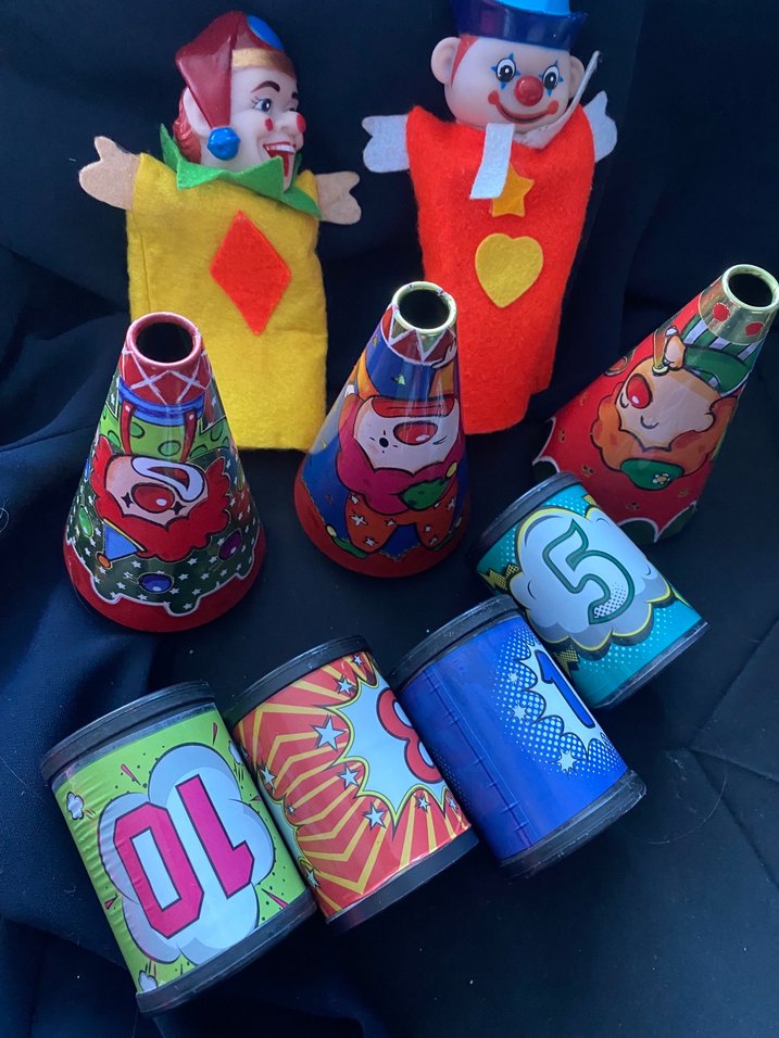 Renkli Palyaço Eldiven Kuklaları ve Parti Şapkaları - Görsel 4