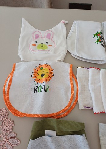 Nakışlı Çok Renkli Bebek Önlüğü muslin ağız mendili - Görsel 4