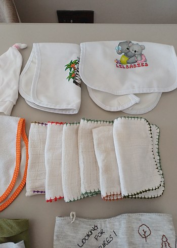 Nakışlı Çok Renkli Bebek Önlüğü muslin ağız mendili - Görsel 3