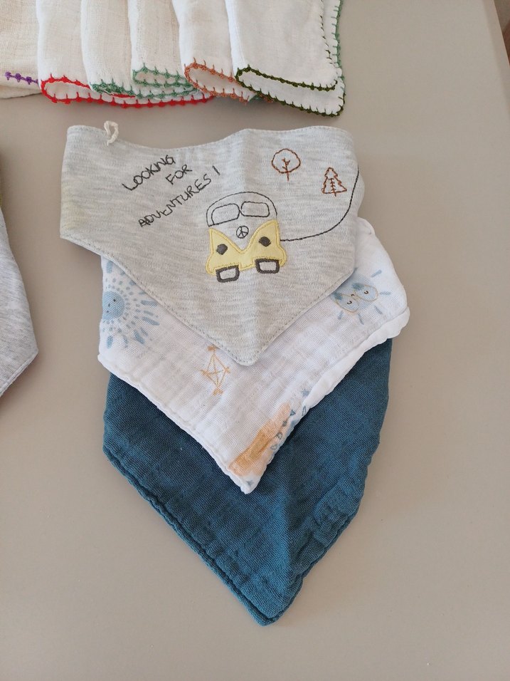 Nakışlı Çok Renkli Bebek Önlüğü muslin ağız mendili - Görsel 5