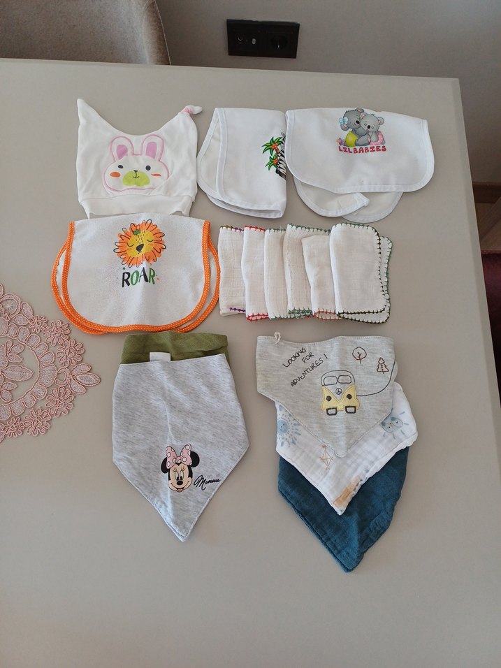 Nakışlı Çok Renkli Bebek Önlüğü muslin ağız mendili - Görsel 2