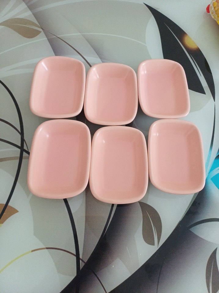 keramika pembe Pastel Altı Parça Tabak Seti - Görsel 2