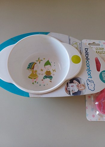 Diğer Pastel Renkli Bebek Tabak, Kaşık ve Saklama Kutusu