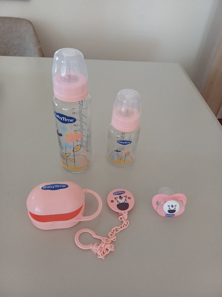 Pembe Bebek Biberon Seti ve Emzik - Görsel 2