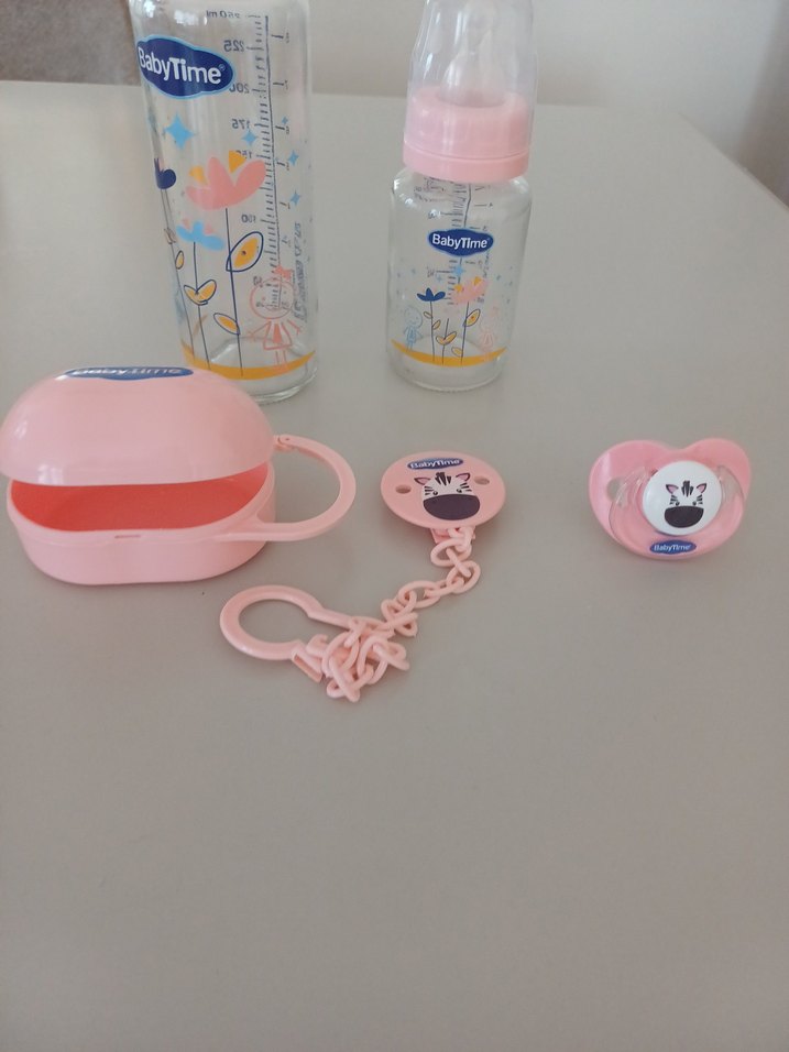 Pembe Bebek Biberon Seti ve Emzik - Görsel 4