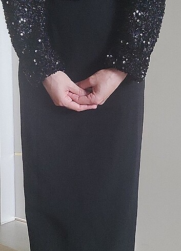 Siyah pul payetli elbise