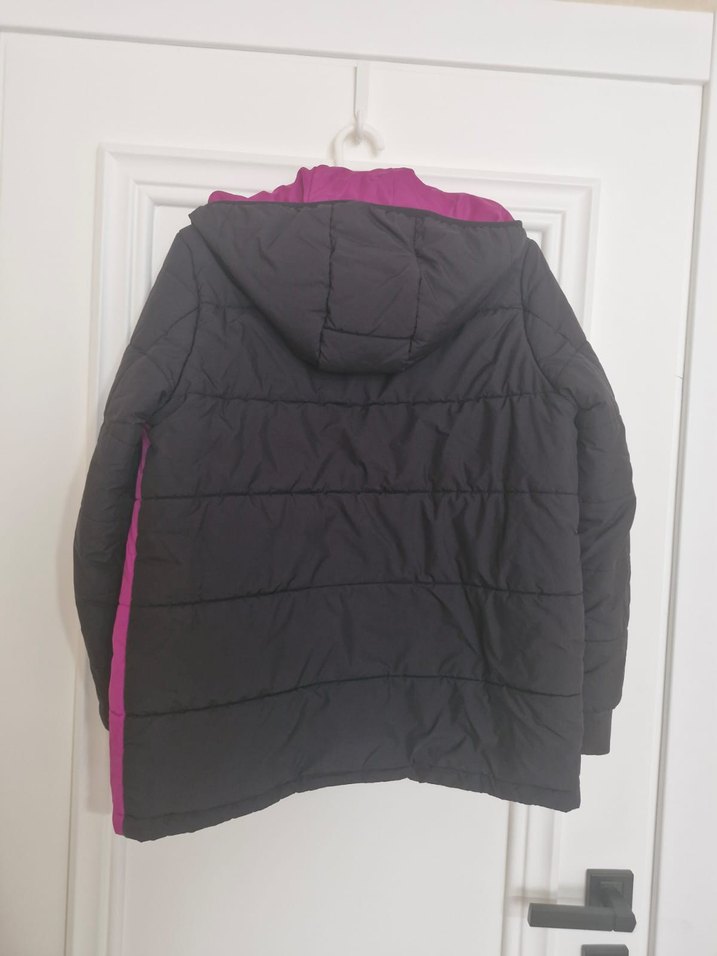 Kız Çocuk Mor Siyah Adidas Kapüşonlu Mont 11-12 yaş - Görsel 3