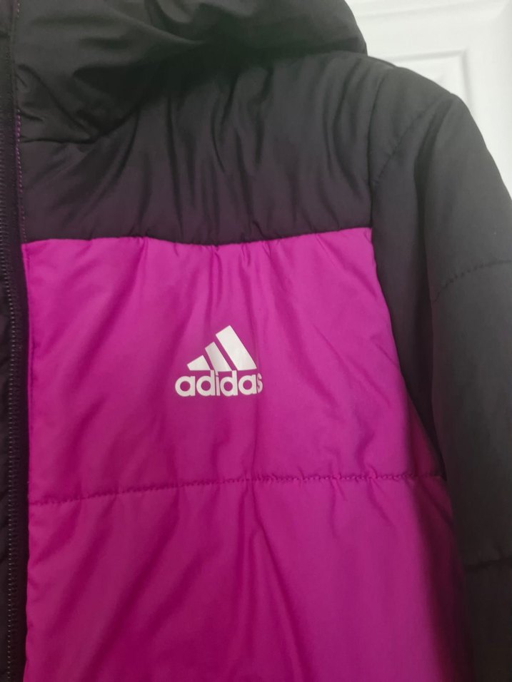 Kız Çocuk Mor Siyah Adidas Kapüşonlu Mont 11-12 yaş - Görsel 5
