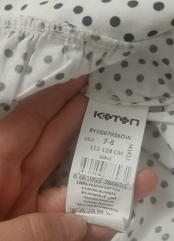 7 Yaş Beden çeşitli Renk Kız Çocuk Puantiyeli Poplin Kumaşından Yakası Fırfırlı Bluz