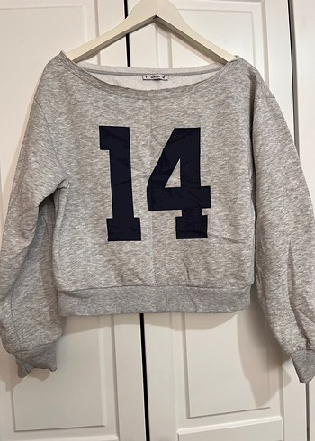 Addax Gri Bisiklet Yaka Kadın Sweatshirt