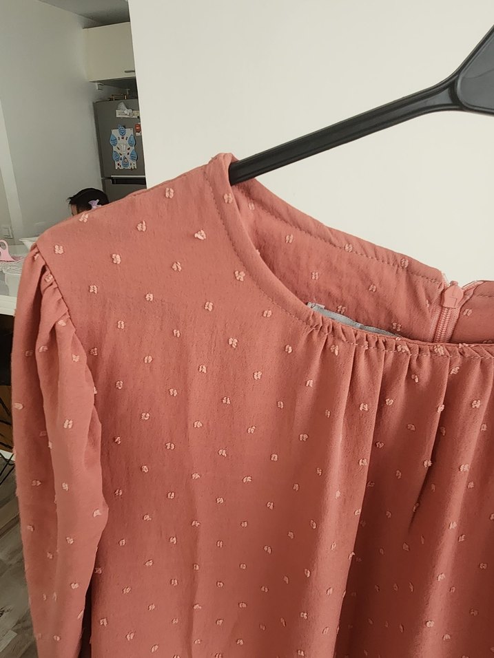 Drapeli pembe pıtpıtlı uzun Elbise - Görsel 2