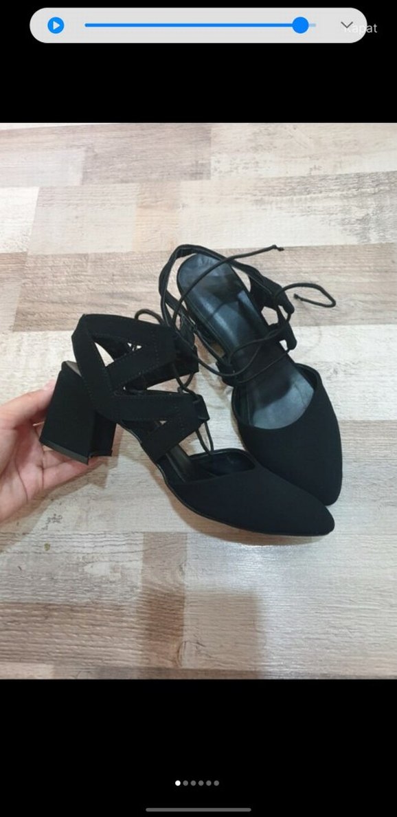 Siyah Süet Kemerli Topuklu Kadın Ayakkabı - Görsel 4