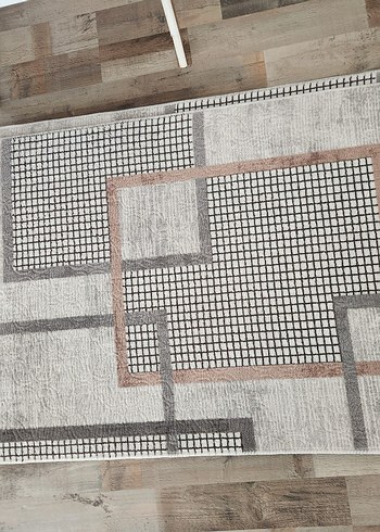 Gri ve Bej Kareli Modern Halı - Görsel 2