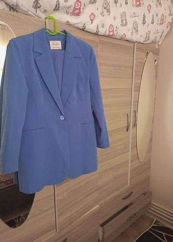 Mavi Düğmeli Kadın Blazer Ceket - Görsel 2