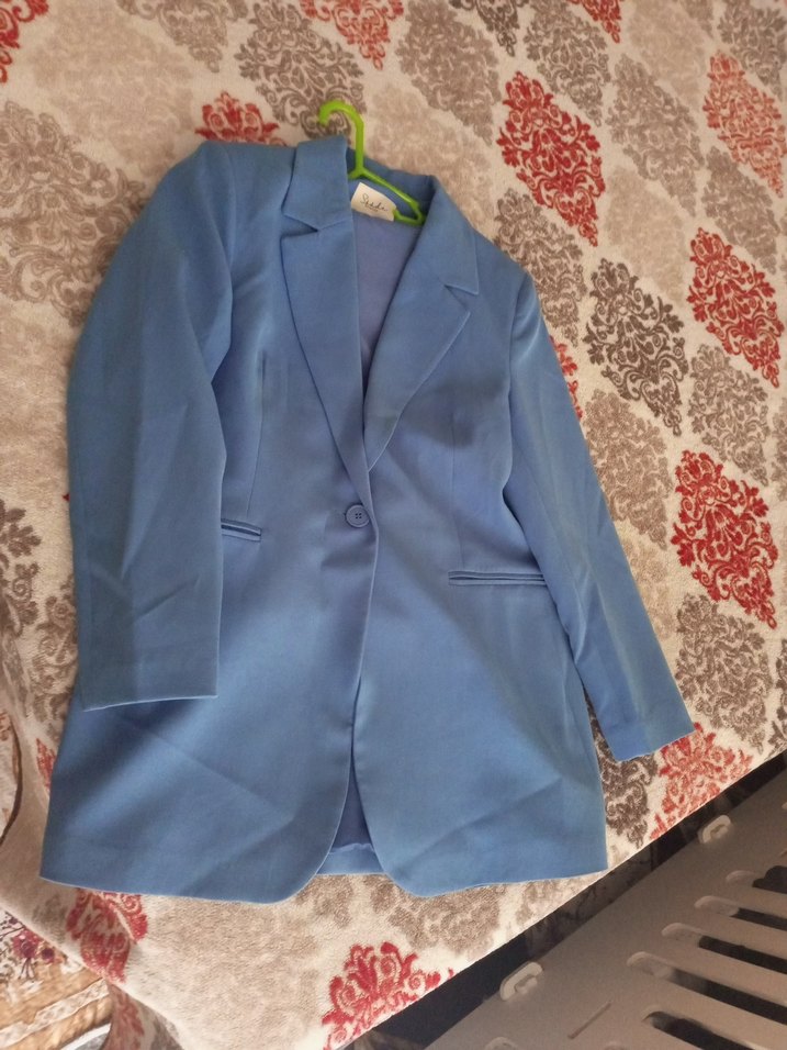 Mavi Düğmeli Kadın Blazer Ceket - Görsel 5