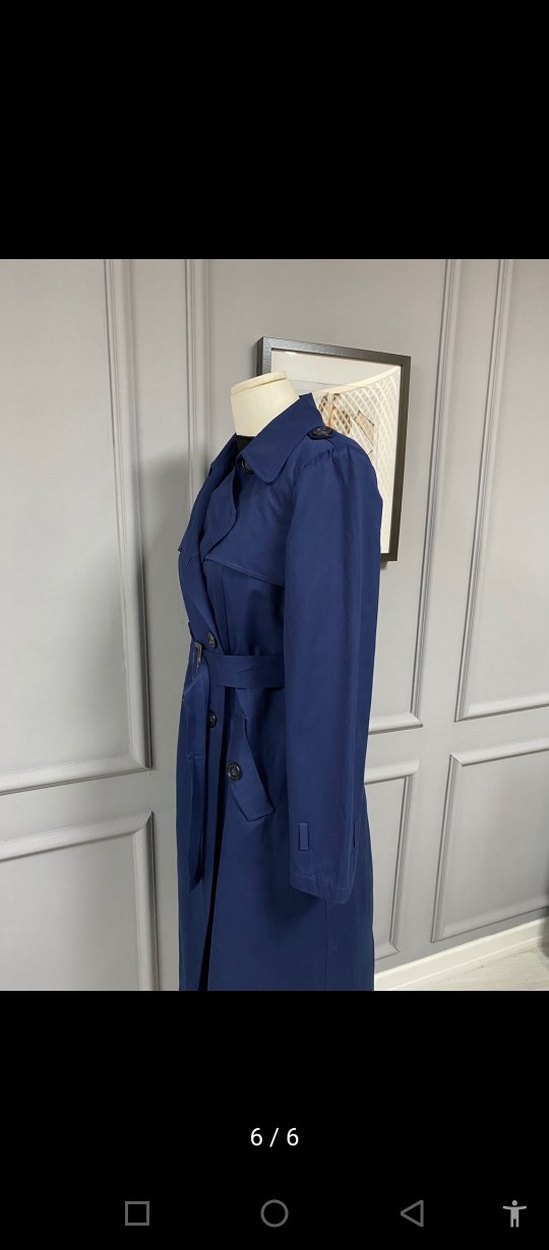 Kemerli Lacivert Uzun Kadın Trençkot - Görsel 5