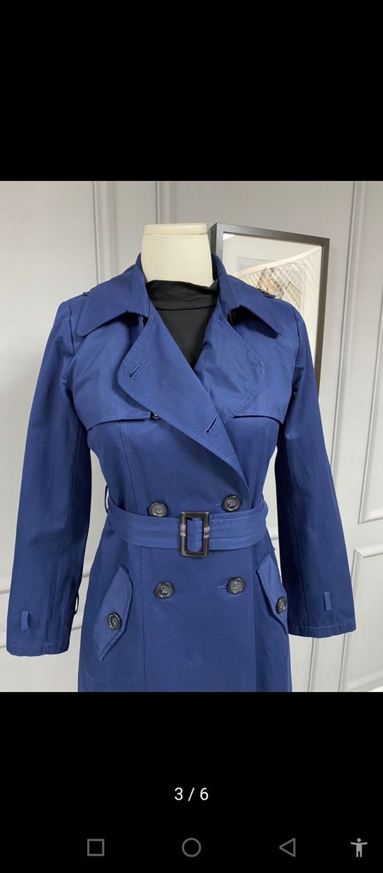 Kemerli Lacivert Uzun Kadın Trençkot - Görsel 3