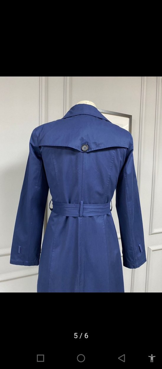 Kemerli Lacivert Uzun Kadın Trençkot - Görsel 4