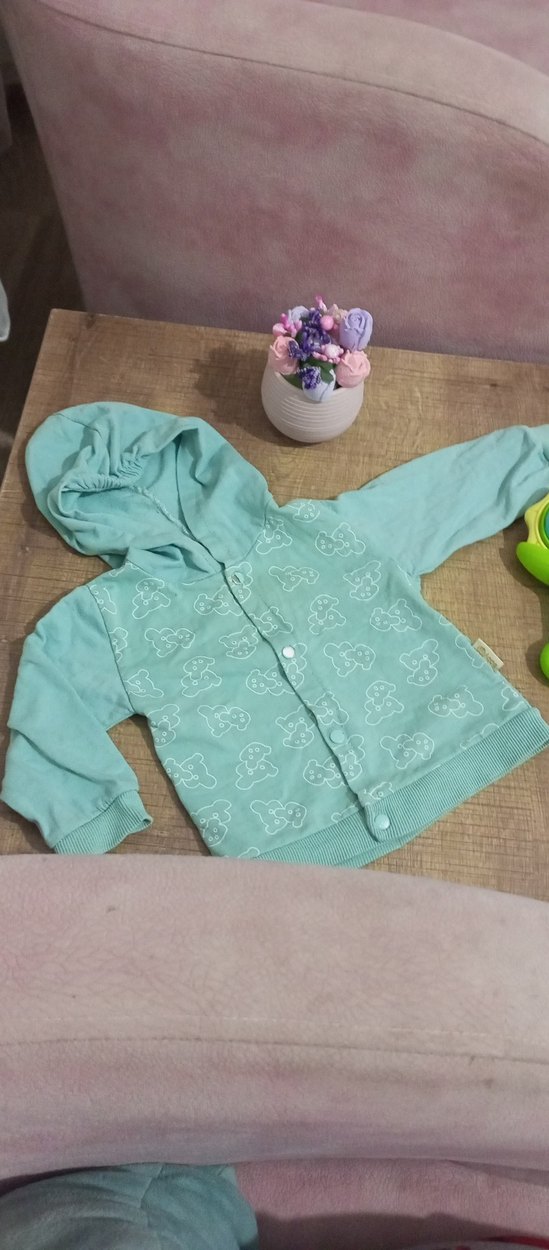 Sarı Nakışlı Düğmeli Kız Hırka - Görsel 5