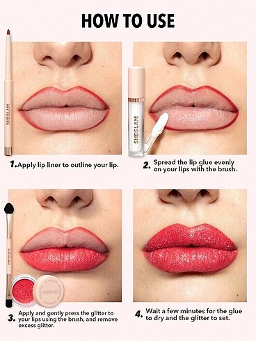 Beden Sheglam lip glitter kit red carpet