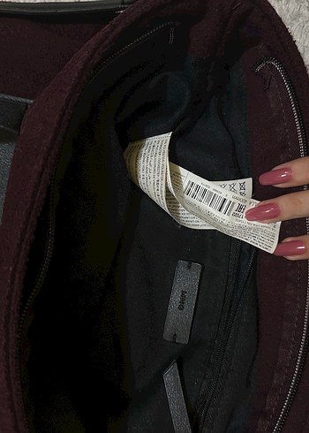 Mango Bordo Süet Kadın Çanta Siyah Detaylı