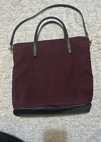 Beden Bordo Süet Kadın Çanta Siyah Detaylı