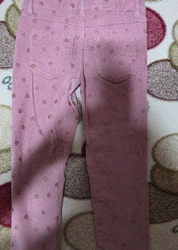 5 Yaş Beden pembe Renk Düğmeli Pembe Kız Pantolonu