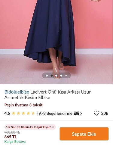 Diğer Asimetrik Kesim Lacivert Elbise