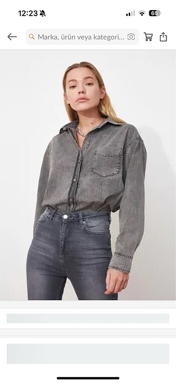 Trendyol Milla Kadın Gri Jean Denim Kot Gömlek