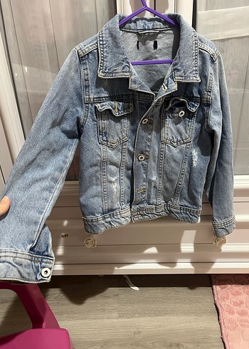 6 Yaş Beden Düğmeli Mavi Denim çocuk Ceket
