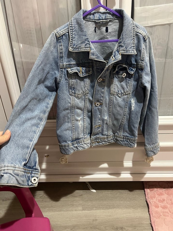 Düğmeli Mavi Denim çocuk Ceket - Görsel 2