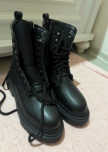 Siyah Deri Gotik Stiletto Topuklu Kadın Bot postal - Görsel 4