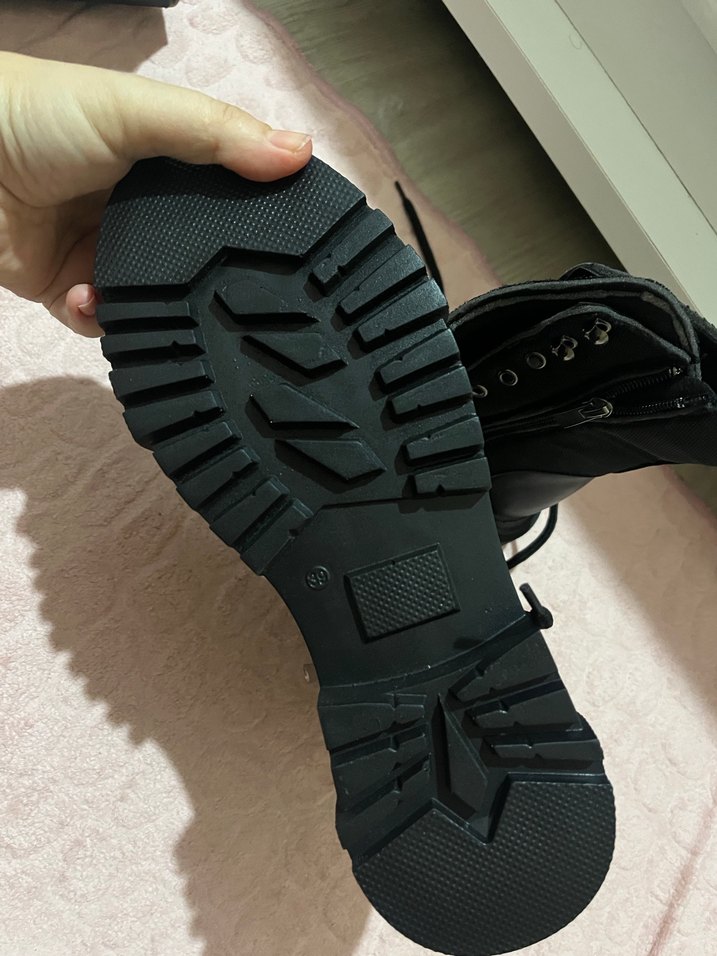 Siyah Deri Gotik Stiletto Topuklu Kadın Bot postal - Görsel 3